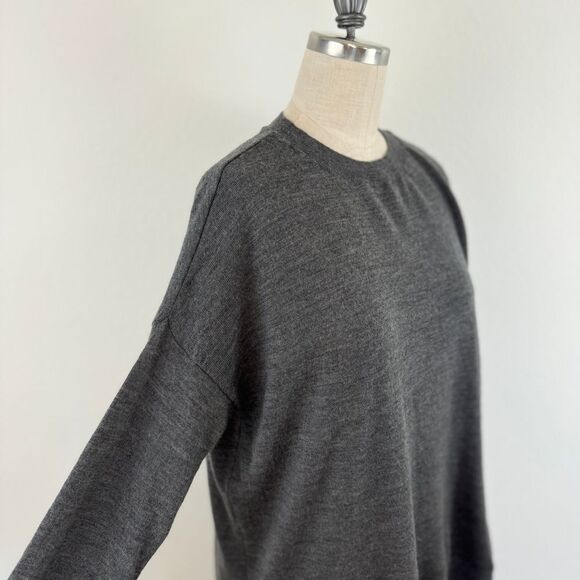 Eileen Fisher Merino Wool Sweater Gray Left Hip Pocket XS Boxy Office Minimalist - Picture 3 of 11